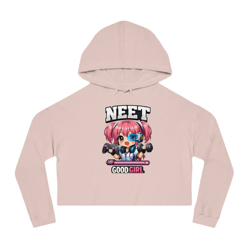 NEET Cute Anime Girl with Dumbbells Cropped Hoodie | NEET Fitness